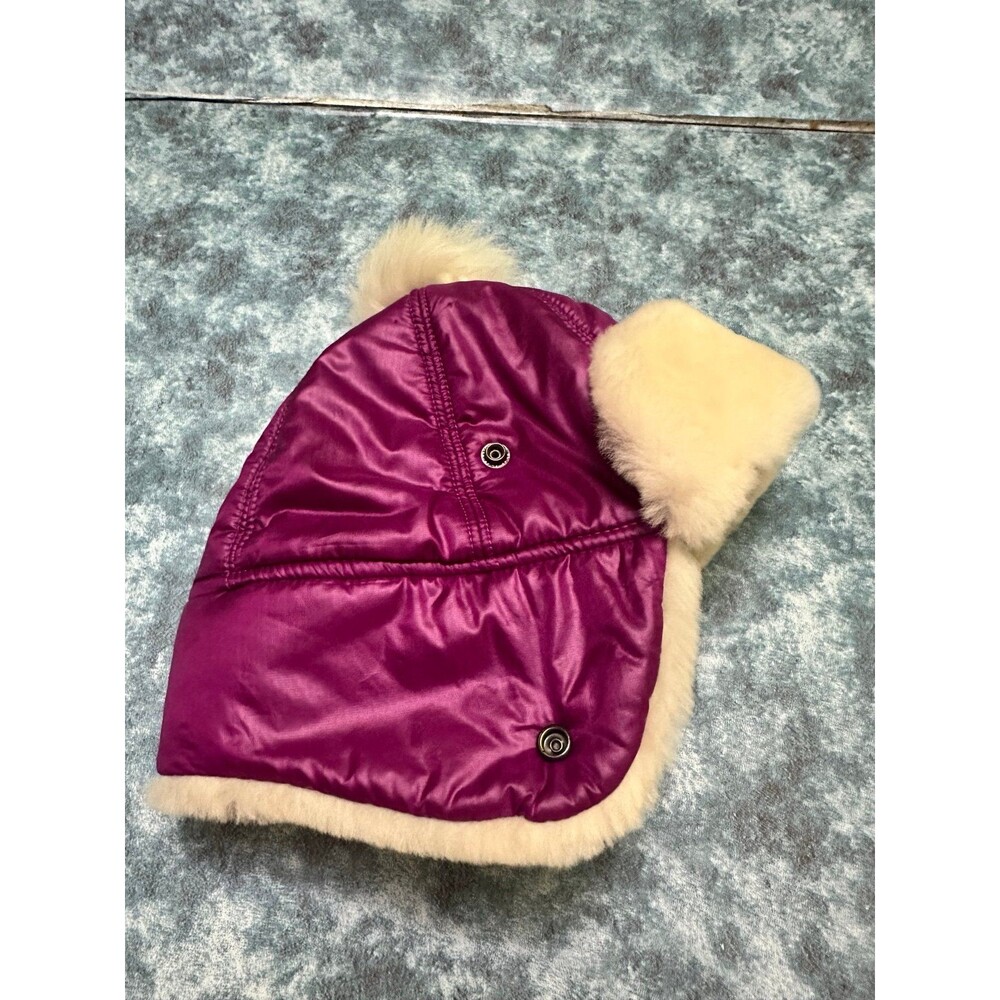 UGG Purple Faux-Fur Trim Trapper Hat for Kids 2-4